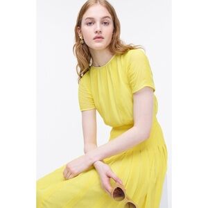 J Crew Midi dress in embroidered chiffon  (item AK232) 10 yellow